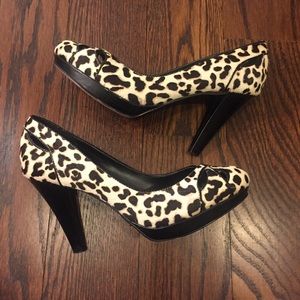White House Black Market calf hair heels